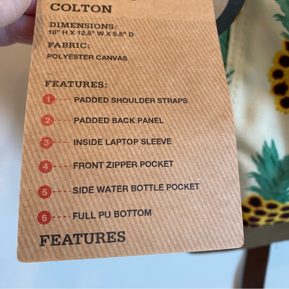 DICKIES Sunflower Pineapple Canvas Colton Backpack - Picture 3 of 7